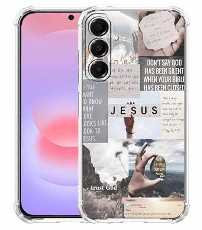 Jesus Quotes Case for Samsung Galaxy A37,Christian Bible Verse Saying Collage,Unique Soft TPU Bumper Case,SA37 - color: Jesus Quote, size: Samsung Galaxy A37