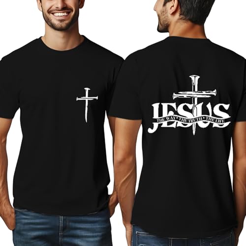 Christian Shirts for Men：Faith Cross Printed T-Shirts Christian Jesus Faith Shirts Holy Bible Tees - color: Black2, size: Small