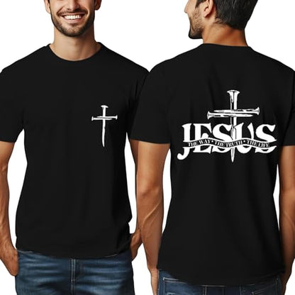 Christian Shirts for Men：Faith Cross Printed T-Shirts Christian Jesus Faith Shirts Holy Bible Tees - color: Black2, size: Medium
