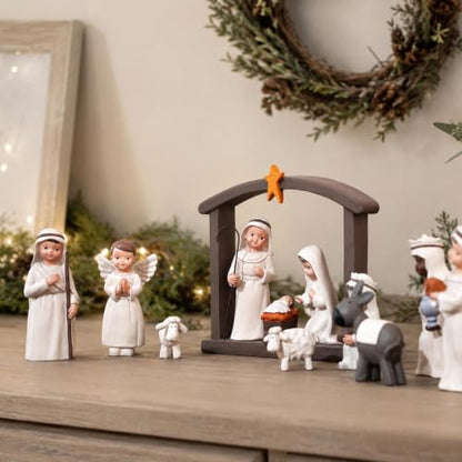 12 Piece Nativity Set, Resin Indoor Christmas Manger Scene, 5 Inch
