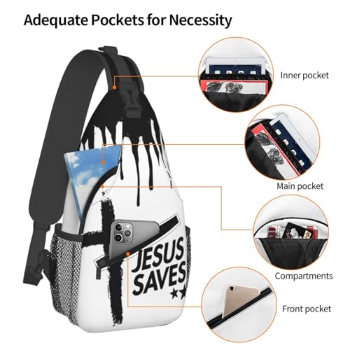 Jesus Christian Cross Sling Backpack Shoulder Chest Bag For Men Women Hiking Travel Crossbody Daypack - color: Jesus Christian Cross-0004