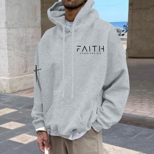 Christian Hoodies for Men Bible Religious Sweatshirts Jesus Hoodie - color: Light Grey02, size: XX-Large