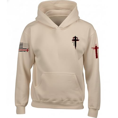 Custom Christian Hoodies for Men Women Faith Cross Jesus Hoodie Bible Religious Gifts Personalized Christmas - color: Sand, size: XX-Large
