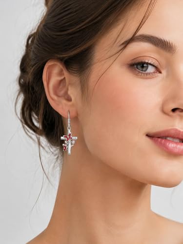 Butterfly Earrings for Women 925 Sterling Silver Birthstone Butterfly Cross Rose Dangle Earrings Elegant Butterfly's Jewelry Gift for Birthday Valentines Day Christmas - color: 1-January