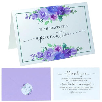 Funeral Thank You Cards with Envelopes Message Inside