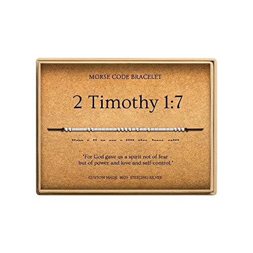 Loved Creations Morse Code Bracelets for Women, Christian Bible Verse Bracelets, Scripture S925 Sterling Silver Inspirational Faith Jewelry, Religious Gifts for Women - color: 2 Timothy 1:7