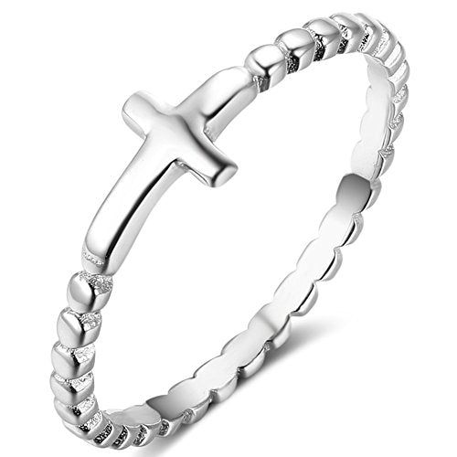 Jude Jewelers Stainless Steel Christian Sideways Cross Religious Ring Promise Statement Wedding Engagement - color: Silver