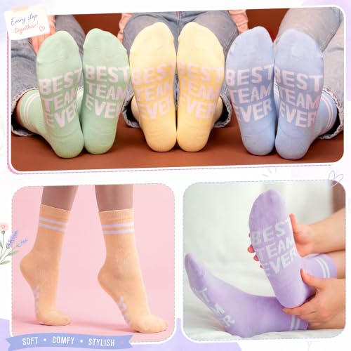 Glitopper 12 Pairs Best Team Ever Gift Socks Bulk - color: Pastel, style: Team