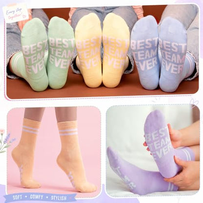 Glitopper 12 Pairs Best Team Ever Gift Socks Bulk - color: Pastel, style: Team