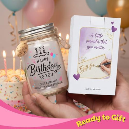 Solmay Birthday Gifts for Women, Mason Jar Night Light - color: Happy Birthday