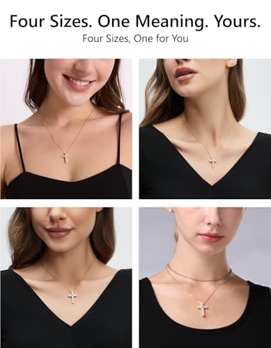 KRKC&CO Moissanite Cross Necklace for Women, 925 Sterling Silver, Gift Box - color: Gold H