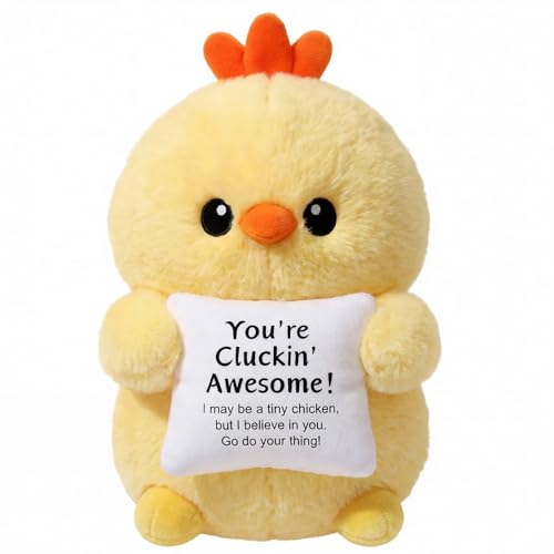 Hollowfly 10 Inch Chicken Plush Stuffed Animal Gifts for Girl Boy, Cute Stuff Active Support Gift for Women Men Graduation Teacher Appreciation, Emotional Chick Holding Pillow Positive Decor - size: 9.84 Inch, style: Chick