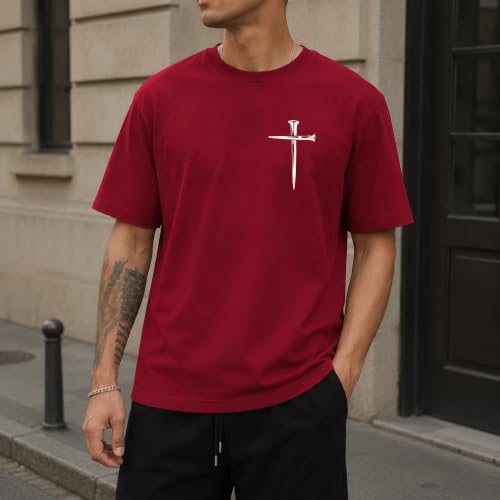 Christian Jesus Cross Shirts for Men Jesus Saved My Life T-Shirt God Tee - color: Claret, size: Small
