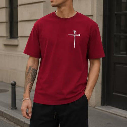 Christian Jesus Cross Shirts for Men Jesus Saved My Life T-Shirt God Tee - color: Claret, size: XX-Large