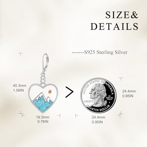 AOBOCO Mustard Seed Earrings for Women Sterling Silver Mountain Cross Earrings Dangle Christian Religion Jewelry Mothers Day Birthday for Mom Wife Friends - style: Heart Turquoise Earrings