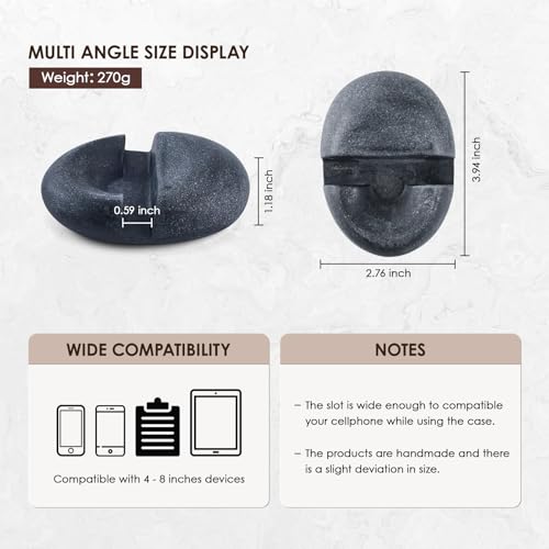 Artificial Stone Cell Phone Stand for Desk Handcraft Pebble Shape Minimalist Decor for Desk Kitchen Counter Office Easy of Use Sturdy and Stable(Black) - color: black pebble stone