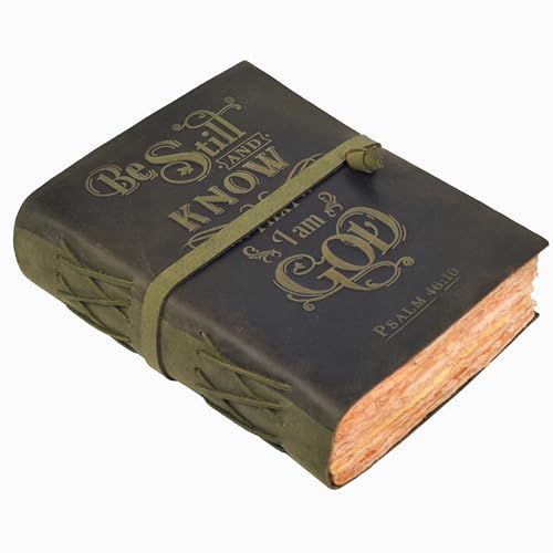 LEATHER VILLAGE Vintage Leather Journal with Psalm 46:10 Bible Verse–8''x6'' Embossed Prayer Study Journal for Women & Men – 200 Pages Handmade Cotton Deckle Edge Watercolor Paper - Aqua - color: Marine, size: 8 inches X 6 inches