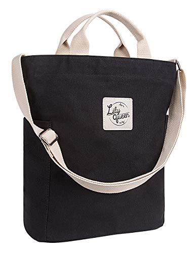 Lily queen Women Canvas Tote Handbags Casual Shoulder Work Bag Crossbody - color: Black