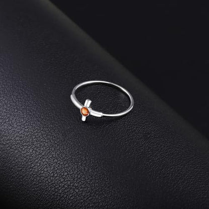 Helonley Birthstone Stack Rings for Women: 925 Sterling Silver Stacked Ring - color: Mustard Seed Ring
