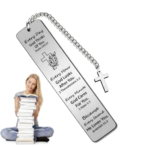 Bible Bookmark Christian Gifts for Women Men - Joshua 1:9 "Be Strong and Courageous Bible Verse | Inspirational Religious Gift with Cross Charm & Box for Graduation, Baptism, Son, Daughter - style: BM028 Joshua 1:9 Be Strong and Courageous