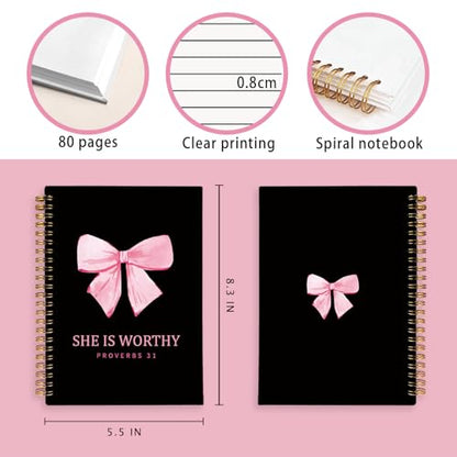 LIANGW Black and Pink Christian Notebook Journal Gifts for Women - color: Proverbs 31 - Black