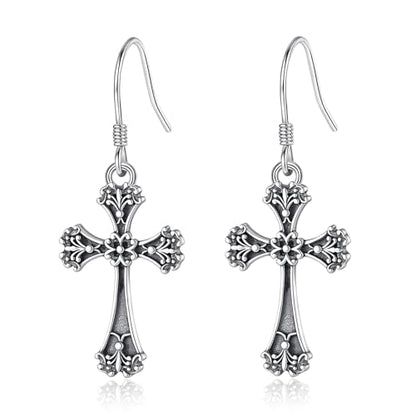 Vito Moonstone Turquoise Drop Earrings for Women, 925 Sterling Silver Hooks - style: Cross