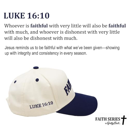 Faith Series 2-Tone Trucker Hat – Christian Faith-Based Cap with Bible Verse Detail - color: Faithful | Luke 16:10 | Navy