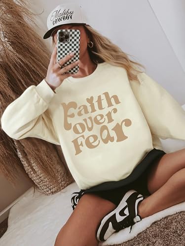 God is Good Sweatshirt Christian Shirts for Women Oversized Jesus Religious Pullover Bible Verse Inspirational Tops - color: Apricot 01, size: Large
