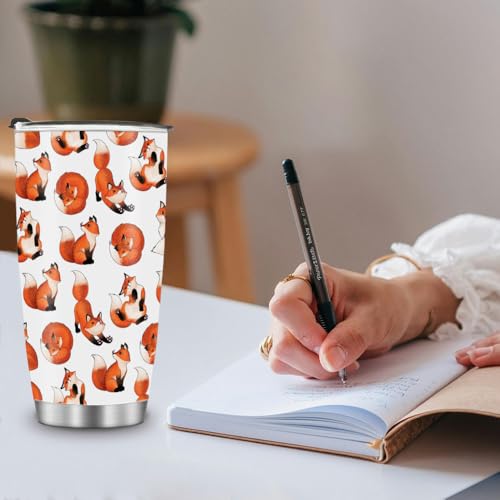 WIRESTER 20 OZ Stainless Steel Tumbler With Lid, Double Wall Vacuum Insulated Tumbler, Coffee Travel Mug Cup for Hot Cold Drinks - Red Fox Funny Playful Postures - color: Red Fox Funny Playful Postures