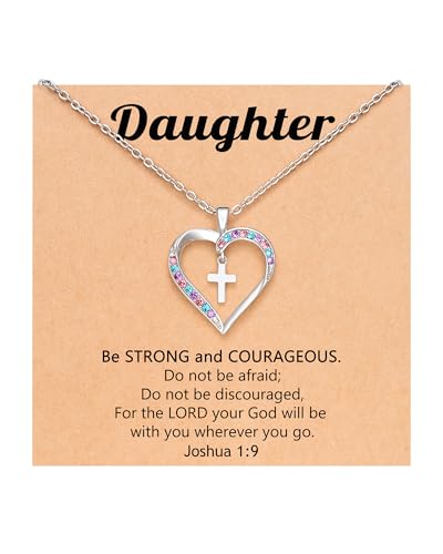 UPROMI Cross Necklace for Girls Back to School Baptism Graduation Gifts - style: Daughter