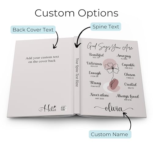 Hilis Personalized Prayer Journal for Woman or Man, Custom Name A5 Hardcover Notebook, Religious Christian Gifts, Gratitude Journal, Devotional Journal, Bible Study Notebooks for Note Taking D80