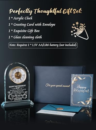 Retirement Gifts for Women Men 2026, Unique Engraved Glass Clock Plaque - color: Retirement Gift a