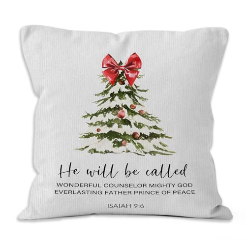 Christian Religious Christmas Isaiah 9:6 Throw Pillow Covers 18x18,Christian Religious Christmas Decor, Bible Verse Scripture Decorative Decorations Pillow Covers for Home Bedroom Couch - color: Isaiah 9:6-green