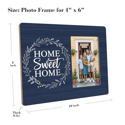 Home Sweet Home Picture Frame, Housewarming Gifts for New Home, New Apartment Photo Frame, Fits 4x6 Photo - color: Cyan