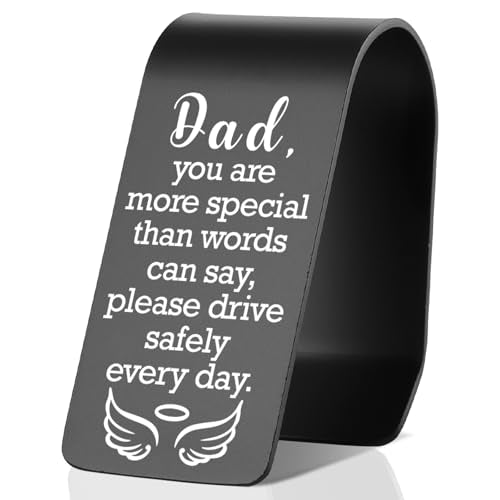 YODOCAMP Drive Safe Dad Car Visor Clip, for Dad from Daughter Son, You are More Special Than Words Can Say Engraved Reminder, Safe Driving Car Accessory TZC190 - color: Black-C190