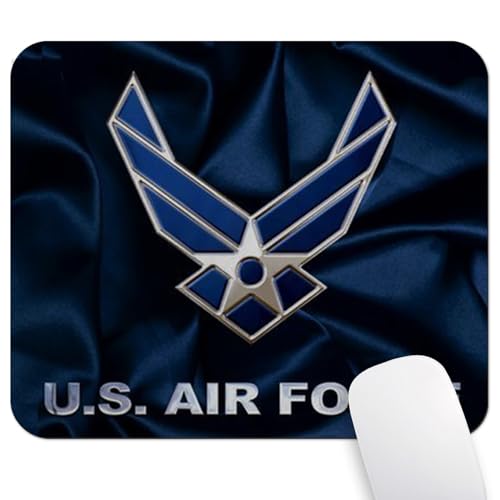 US Air Force Patriotic Military Mouse Pad, Navy Blue Satin Art Desk Mat - color: Navy Blue
