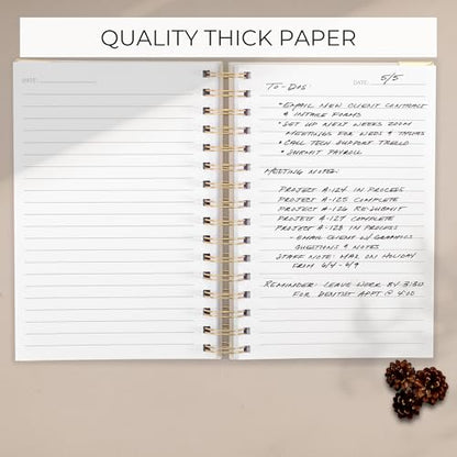 Aesthetic Thick Spiral Notebook Journal For Women in A5 - Linen Hardcover - color: Beige, size: A5