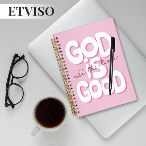 ETVISO Pink Bible Study Journal Notebook for Women, Inspirational Christian Gifts for Women, Prayer Bible Supplies Journal, Church Notes Notebook, Cute Preppy Hardcover Spiral Notebooks 5.5x8.3 - color: 04-Bible(Hot Pink)