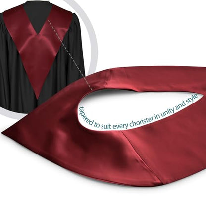Premium Choir V Stole - Solid Color - Satin - Unisex - color: Maroon