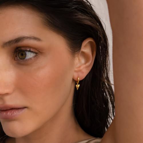 Dangle Earrings for Women, Dainty Huggie Hoop Dangle Earrings - color: Shark Tooth 01 Dangle Gold