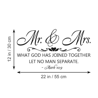 Mr. & Mrs. - What GOD HAS Joined Together LET NO MAN Separate - Mark 10:9 Vinyl Wall Decal Christian Quotes Bible Scripture Decals Home Decor