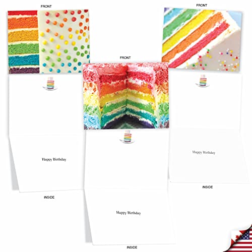 Best Card Co 20 Mini Birthday Assorted Notecards Cakes AM6565BDG-B2x10 - style: Rainbow Cakes