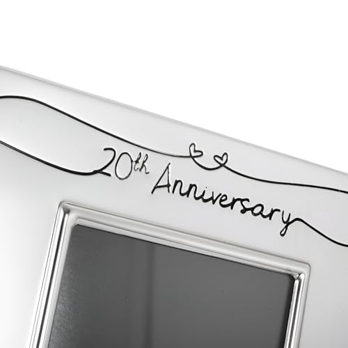 Haysom Interiors Beautiful Two Tone Silver Plated 20th Anniversary 4" x 6" Picture Frame with Black Velvet | Unique and Thoughtful Gift Idea by Happy Homewares - size: 20th Anniversary