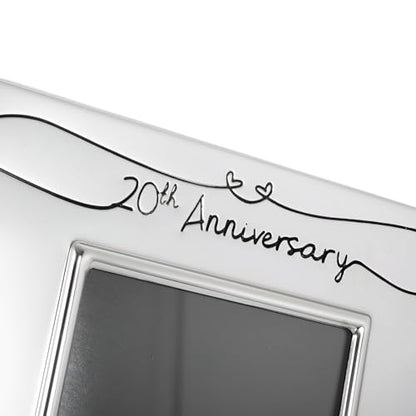 Haysom Interiors Beautiful Two Tone Silver Plated 20th Anniversary 4" x 6" Picture Frame with Black Velvet | Unique and Thoughtful Gift Idea by Happy Homewares - size: 20th Anniversary