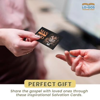 Pass It On Scripture Cards, Lion, Man of God 1 Timothy 6:11, Pack of 25 — Inspirational Bible Verse Wallet Cards, Devotional, Bible Study — Memorization, Small Christian Greetings for Encouragement - color: Man of God