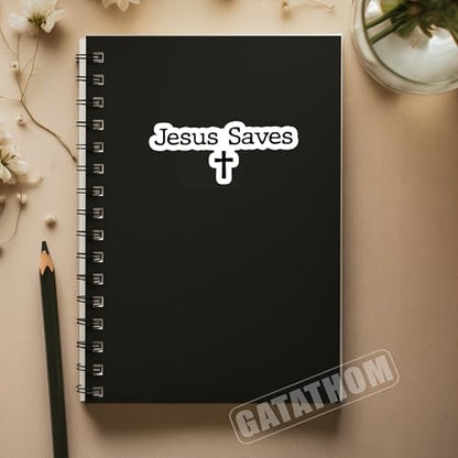(3Pcs) Jesus Saves Cross Sticker Christian Religious Faith Stickers, Waterproof Vinyl Decals for Laptop Tumbler Water Bottle Scrapbook, 3" X 1.2" - color: Jesus Saves
