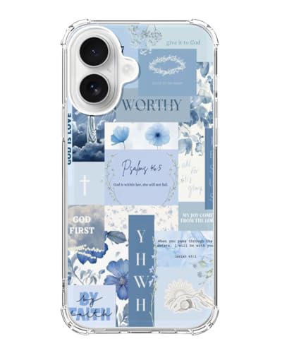 Blue Christian Aesthetic Phone Case Compatible with iPhone 17, Bible Verses Phone Cover for iPhone 17 - color: Blue Christian