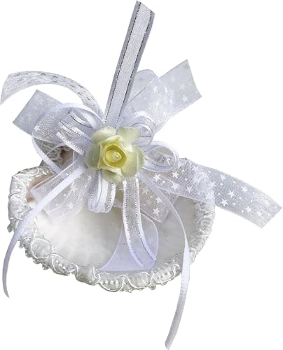 Grahmart Catholic Baptism Candle Set in a Wooden Box with Towel, Candle, Rosary and Shell for Baby Boys and Girls. Handmade Gift for Godparents.. Kit de Bautizo with a Surprise Small Gift (White)