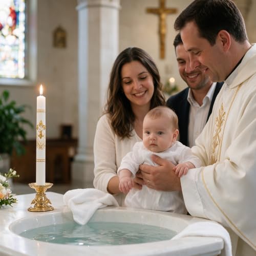 Baptism Candle, Baptismal Candles for Boys Girls, Catholic Gift - color: Baptism
