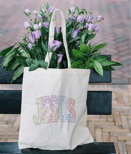 Christian Jesus Inspirational Canvas Tote Bag for Church Baptism - color: Jesus2